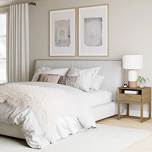 Luke Modern Nightstand Side Accent or End Table with Storage Drawer (Light Brown / Set of 1)