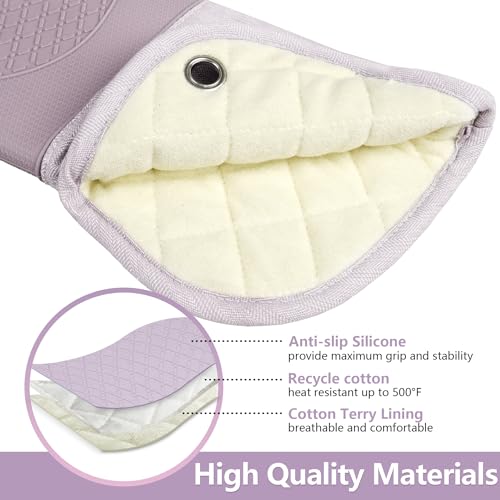 Professional Microwave Silicone Oven Mitts one Pair (Oven mitts / Purple)