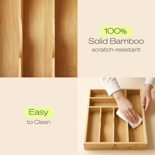 Drawer Organizer with Knife Block for Kitchen Organization (Natural / 6 Slot)