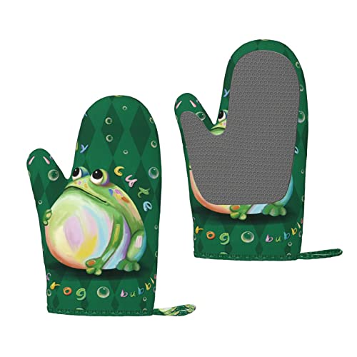 Cute Frog Oven Mitts and Pot Holders Sets of 2 (One Size / Cute Frog)