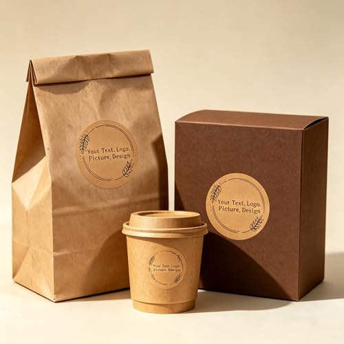 Custom Stickers Round Kraft Paper Labels Personalized with Texts (style 16)