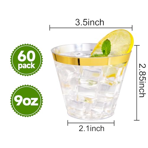 60 Pack Gold Plastic Cups (9-Gold-60)