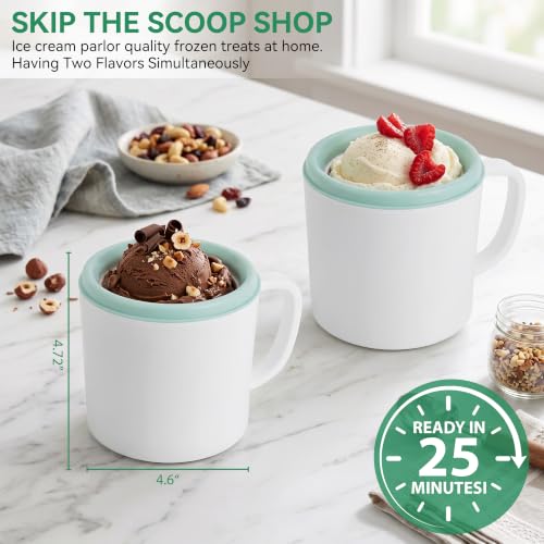 Home Ice Cream Maker Machine with 2 Ice Cream Bowls (White Green / Standard)