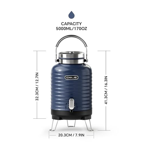Insulated Beverage Dispenser 1.4gal (Blue for camping / 179.2 Ounces)