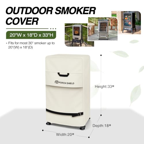 30 inch Outdoor Smoker Cover 20W x 18D x 33H inch (20"W x 18"D x 33"H / Beige)