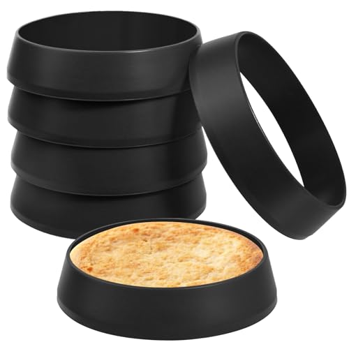 6 Pack 4 Inch English Muffin Rings (Black-4.0)