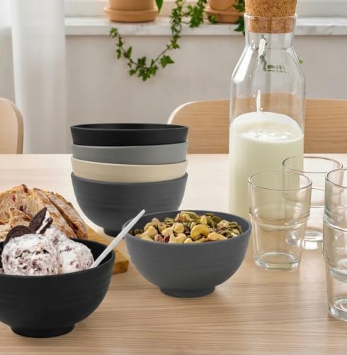 Mini Wheat Straw Bowls Set of 8 (10 oz / Black & Gray)