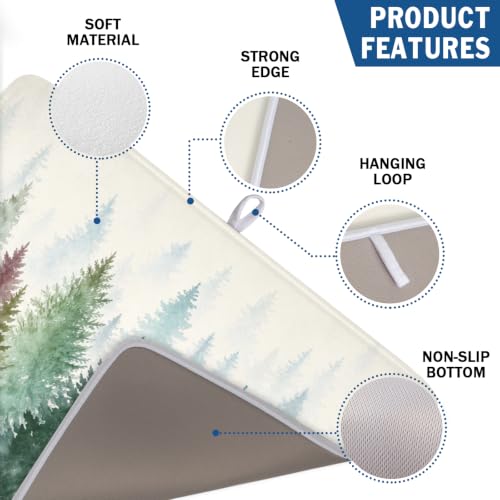 Pine Tree Dish Drying Mat Natural Forest Fog Microfiber Dishes Pad 18x24 Inch Absorbent Fast Dry Dish Drainer Rack Mats for Kitchen Counter (Pine / 18x24 inch)