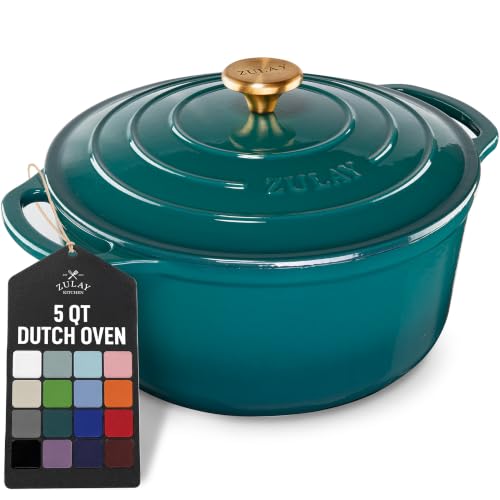 5 Quart Enameled Cast Iron Dutch Oven Pot with Lid (Emerald / 5 Quart)