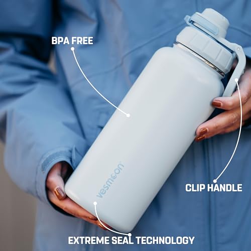 Vessence 32 Oz Stainless Steel Tea Infuser Bottle for Loose Leaf Tea (Santorini Blue / 32 Oz)