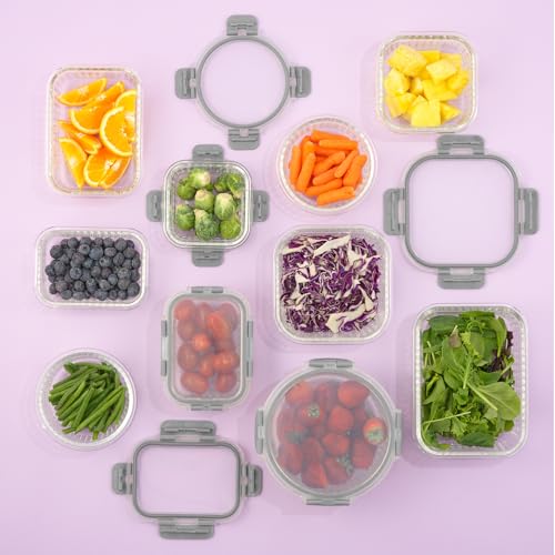 24pc Borosilicate Glass Storage Containers with Lids (Gray)