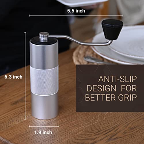 Premium Manual Coffee Grinder for Espresso (Silver)
