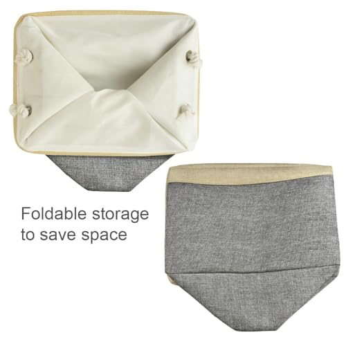 Storage Basket for Organizing (Gold&Grey / 3PCS/Large Cube - 16L×12W×12H)