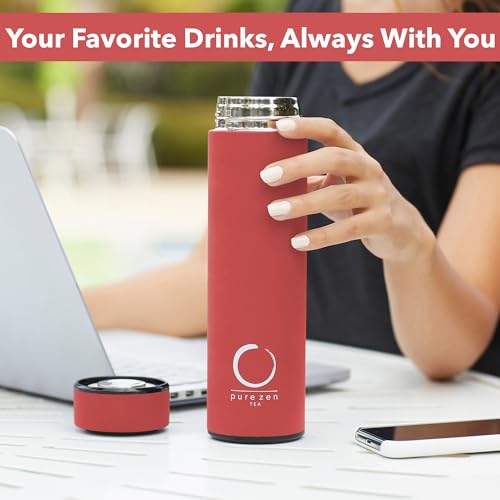 Insulated Tea Infuser Bottle (Coral Red)