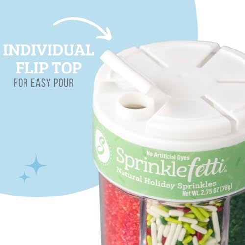 Sprinkles 6 Cell Edible Sprinkle Mix Jimmies Perfect for Cake Decorations Baking Ice Cream Cookies Cupcake Topper (Christmas)