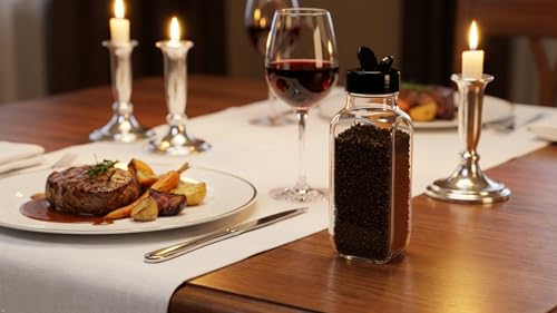 Glass Spice Jars with Shaker Lids (French Square 16oz Black Set of 3)