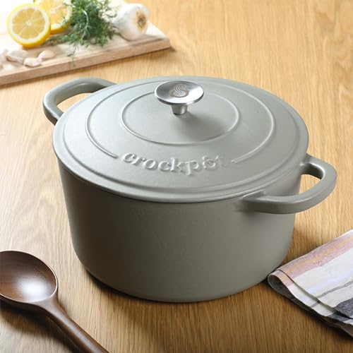 Artisan 7 Quart Round European Enameled Cast Iron Dutch Oven with Lid (Matte Green / 7-Quart)