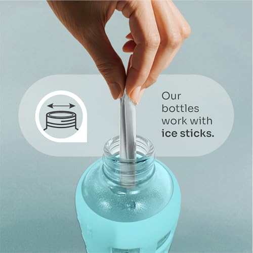 40oz / 32oz / 22oz / 12oz Borosilicate Glass Water Bottle with Time & Volume Markers, Silicone Sleeve, Stainless Steel Lid | Reusable Glass Bottle for Water & Juice (32oz Glow-in-the-Dark) (Glow-in-the-Dark (1 Count) / 32 Ounces)
