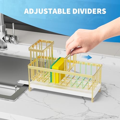 Sponge Holder for Kitchen Sink (Gold - 9.25″)
