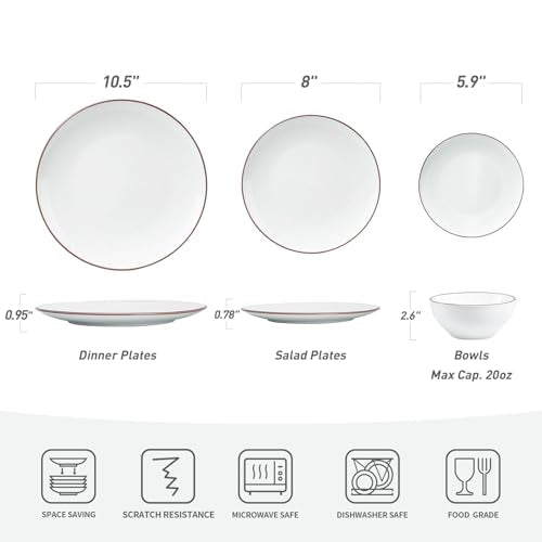 Ceramic Plates and Bowls Sets (White / Service for 8)