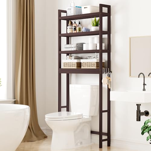 Bamboo Over The Toilet Storage Cabinet (Brown / 4 Tiers (72.8"H))