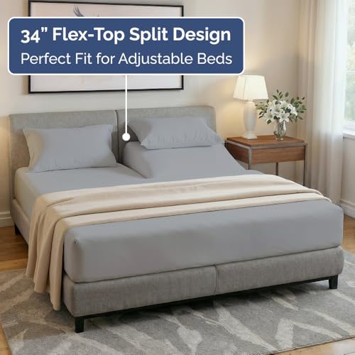 Flex Top Split Head King 4 Piece Sheet Set (05 - Steel Blue / Split Head/Flex Top)