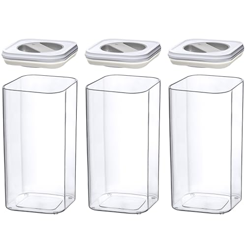 Carol - 112-Ounce Acrylic Canister (Set of 3), Plastic Airtight Food Container, Stackable for Pantry Storage, BPA-Free and Shatter-Proof, Perfect for Home and Commercial Use (112 oz (3-Pack))