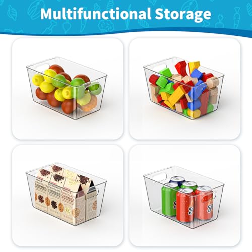 Clear Fridge Organizer Bins with Handles (4 Pack / M with Handles (10"L x 6"W x 5"H))