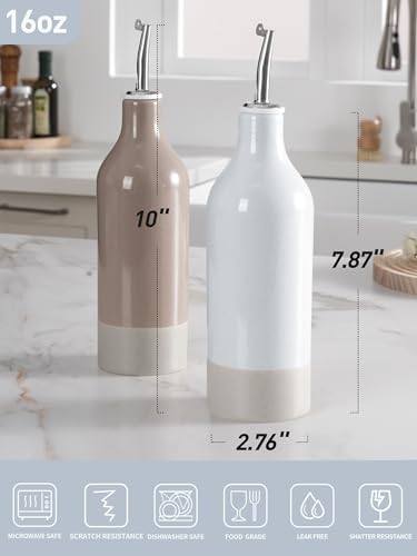 16oz Oil Dispenser Bottle (Light Gray and Cinnamon Brown / 2 Pieces (Milkyway))