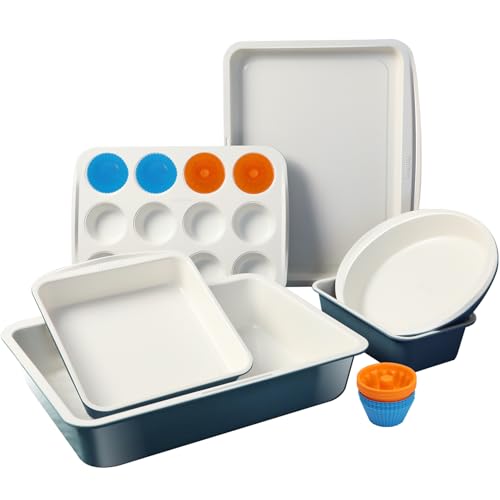 Ceramic Nonstick Baking Pans Set (Blue / 30 PCS)