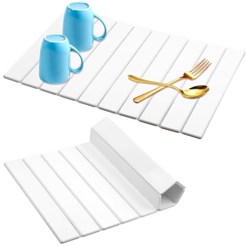 Quick Dry Collapsible Dish Drying Mat (White / 24" x 16")