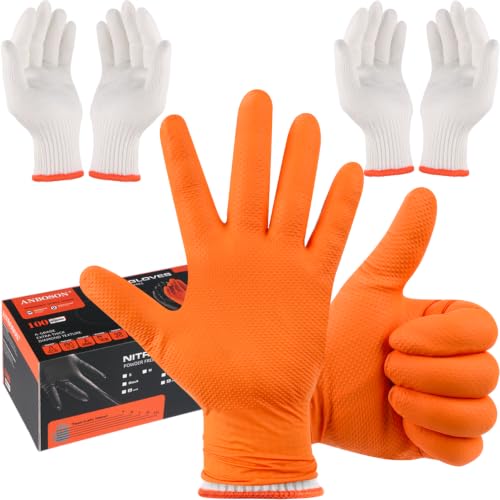 BBQ Gloves Disposable (Large / 10mil Nitrile - Orange)