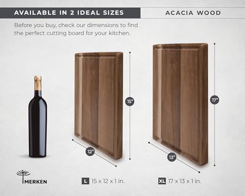 Wood Cutting Boards for Kitchen (17"L x 13"W / Acacia)