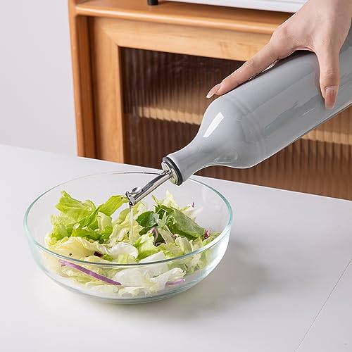 Sweejar Large Ceramic Olive Oil Dispenser Bottle (24 oz, Set of 1 / Gray)