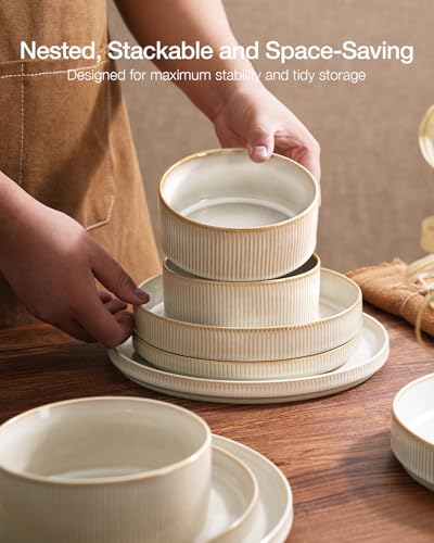 Star 8 Piece Plates and Bowls (Cappuccino White)