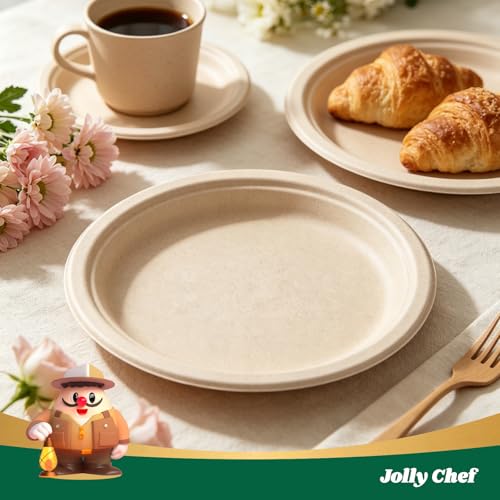 Compostable Heavy Duty Plates 𝟭𝟬 𝗜𝗻𝗰𝗵 [𝟭𝟮𝟱 𝗣𝗮𝗰𝗸] Eco (125 Count (Pack of 1) / Brown)