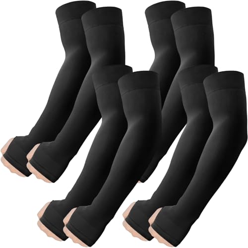 Arm Sleeves with Thumb Hole (4 Pairs - Black)