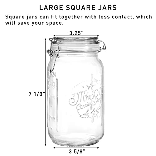 4 Pack Clear Wide Mouth Glass Mason Jars with Airtight Clamp Lids