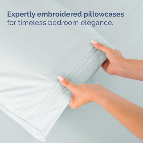 Flex Top Split Head King 4 Piece Sheet Set (23 - Ice Blue / Split Head/Flex Top)