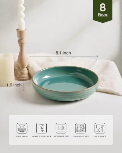 Meteor 33 oz Pasta Bowls Set of 8 (Peacock Green / Set of 8)