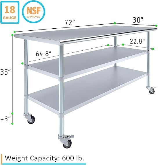 72x30 Heavy Duty Work Table (72" Long x 30" Deep)
