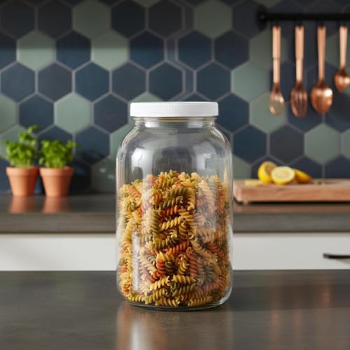 1 Gallon Glass Jar Wide Mouth with Airtight Foam Lined Plastic Lid (Clear / Pack of 3)
