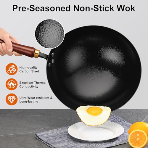 Carbon Steel Wok Pan (13.4 inch-Round Bottom)