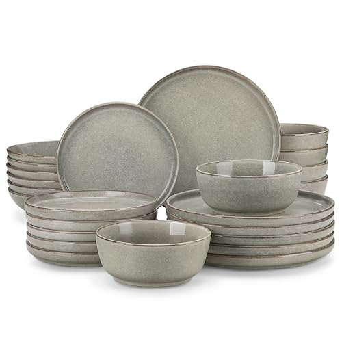 ANYA 24 Pieces Plates and Bowls Set (Stone Gray / 24 Pcs (Service for 6))