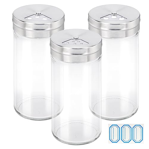 Spice Jar 3 Pack 4 oz Glass Spice Jars with Shaker Lids (4oz / 120ml)