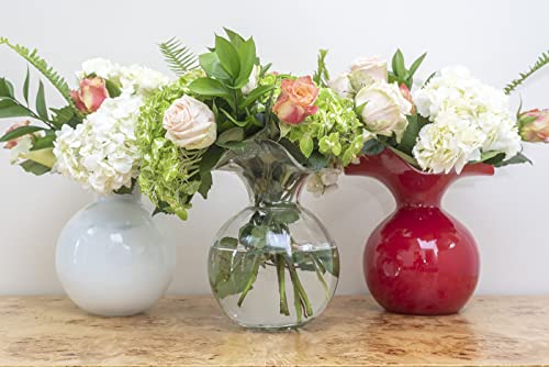 Hibiscus Glass Red Medium Fluted Vase (Medium / Red)