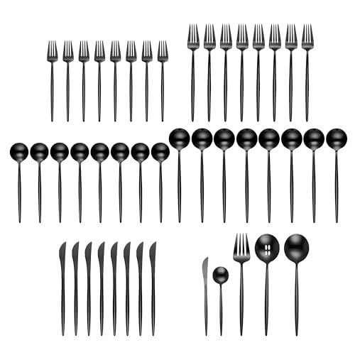 894757 Skandia Zephyr Black 45 Piece Flatware Set (45-Piece Flatware Set, Black)