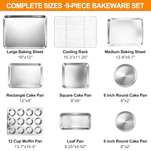 9 Piece Bakeware Sets