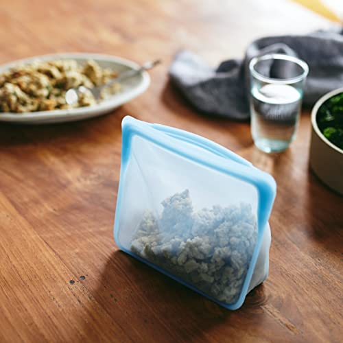 Premium Reusable Silicone Bags and Lunch Bag (Lavender + Blue + Green / 3-Pack)