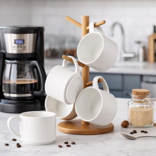 14 OZ Coffee Mugs Set of 6 (Matte White / Set of 6(14 Ounces))